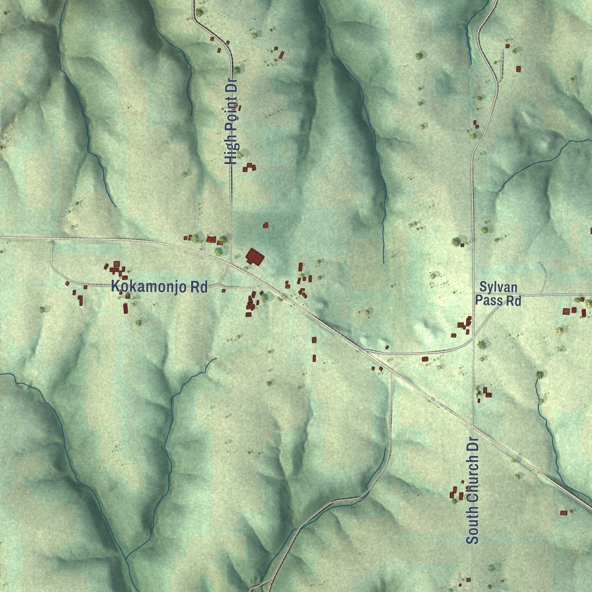 Close-up of the map of Sylvan, Wisconsin print showing street and building detail