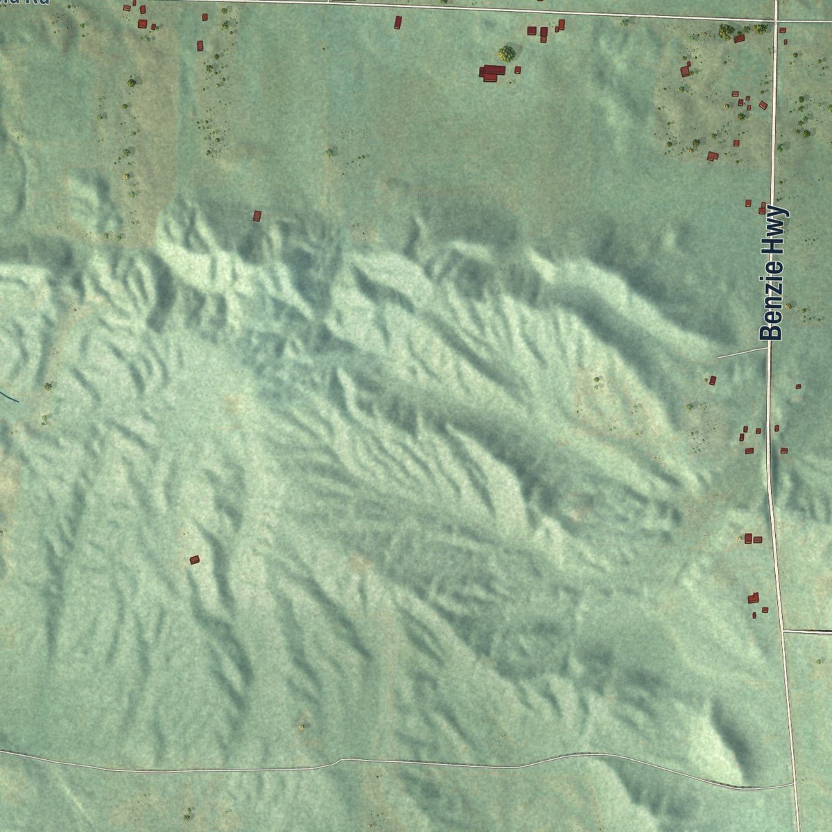 Close-up of the map of Joyfield, Michigan print showing street and building detail