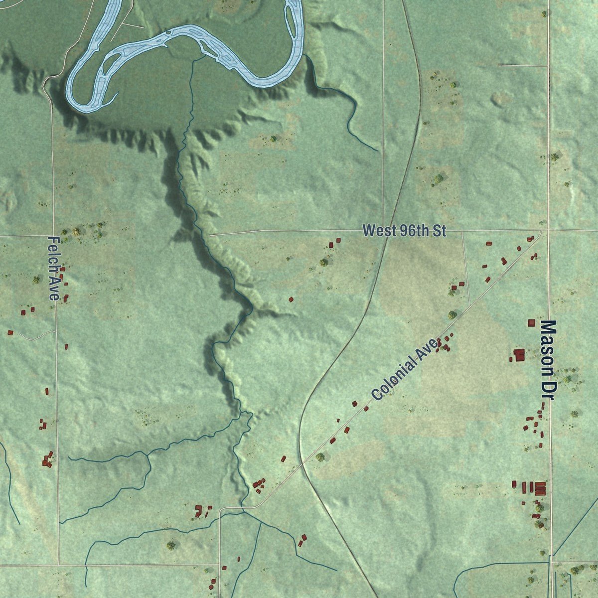 Close-up of the map of Ashland, Michigan print showing street and building detail