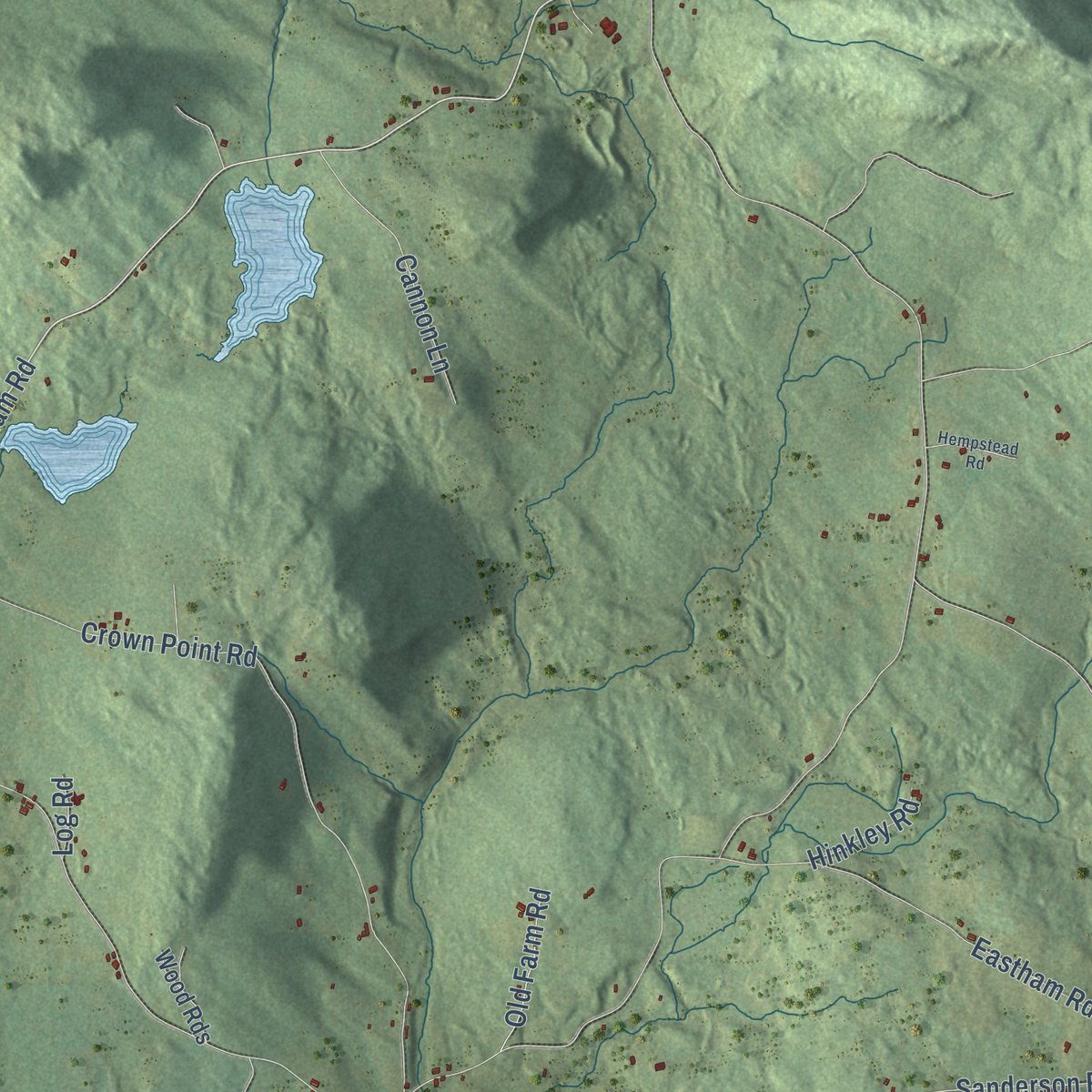 Close-up of the map of Shrewsbury, Vermont print showing street and building detail