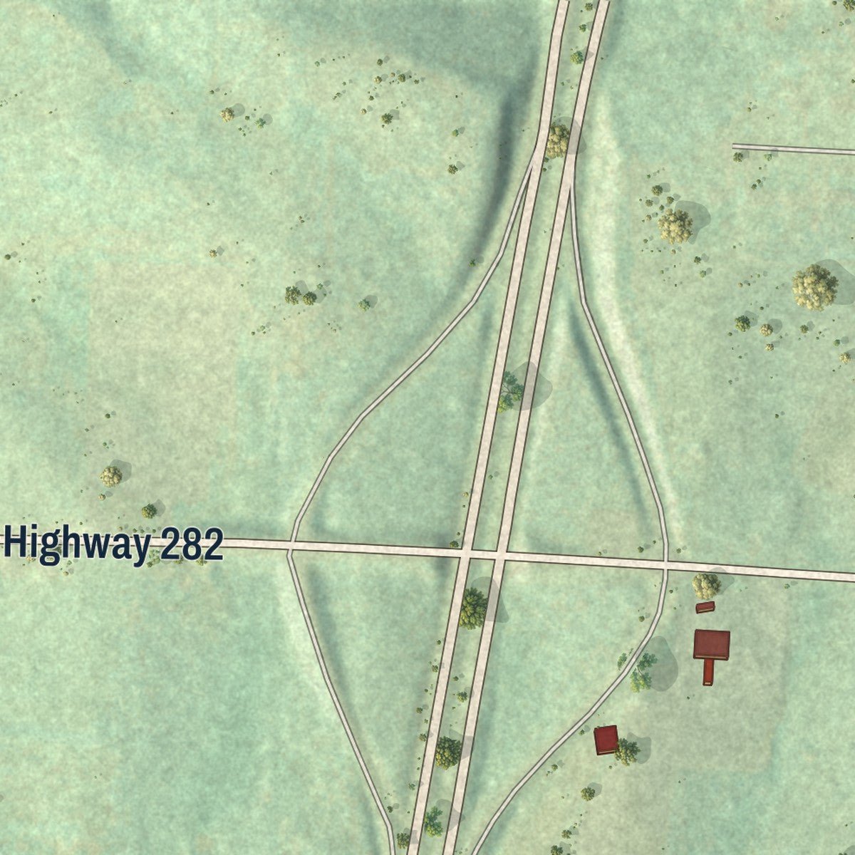 Close-up of the map of Rudy, Arkansas print showing street and building detail