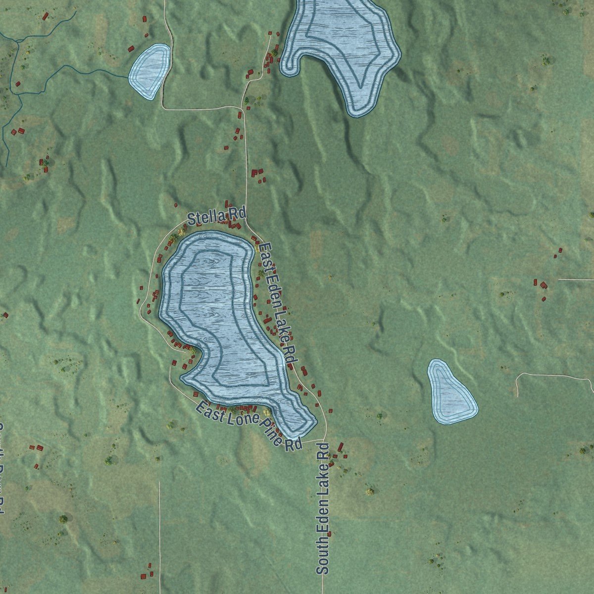Close-up of the map of Eden, Mason County, Michigan print showing street and building detail