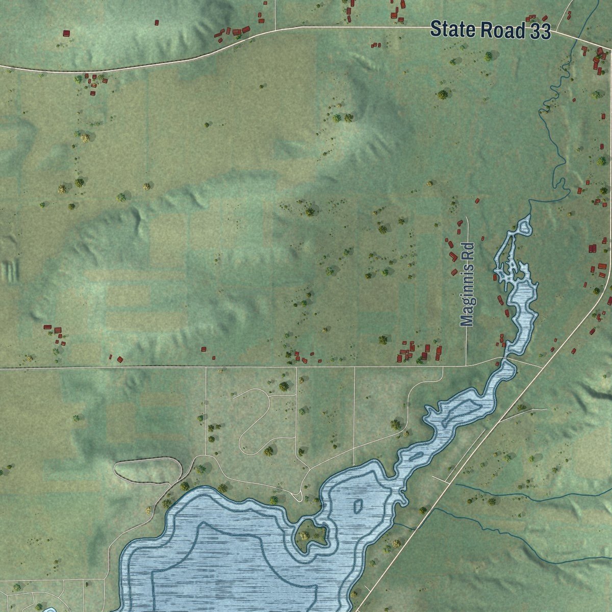 Close-up of the map of Marcellon, Wisconsin print showing street and building detail