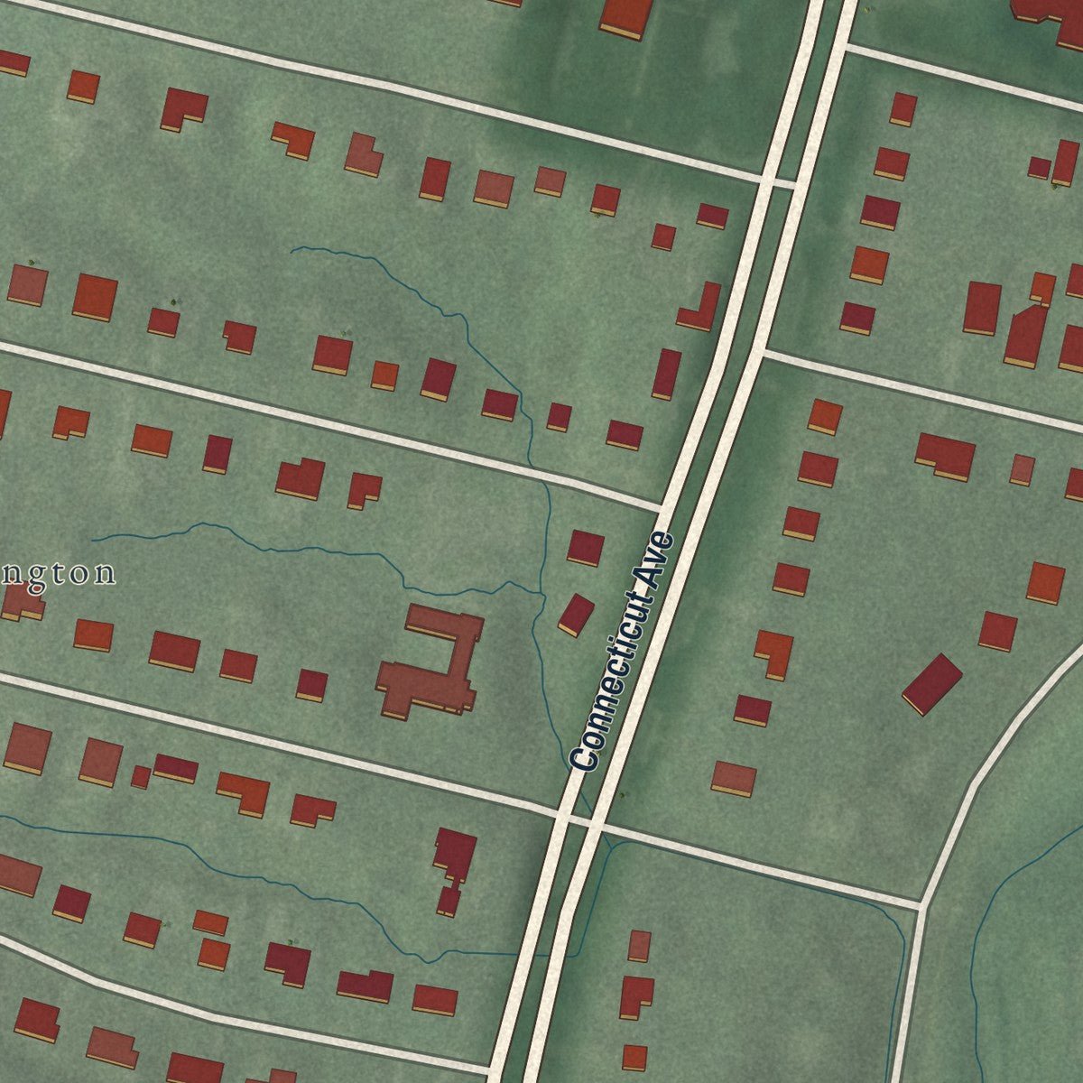 Close-up of the map of Chevy Chase View, Maryland print showing street and building detail