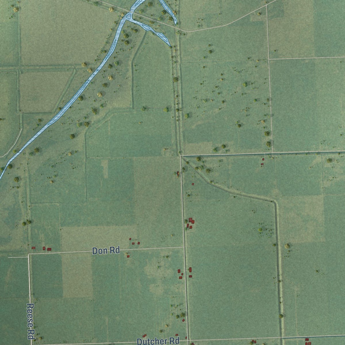 Close-up of the map of Gilford, Michigan print showing street and building detail