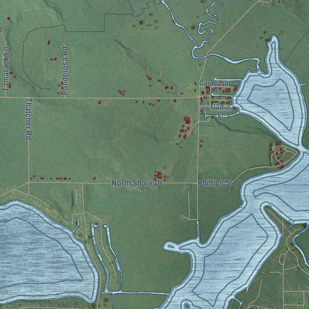 Close-up of the map of Jefferson, Cass County, Michigan print showing street and building detail