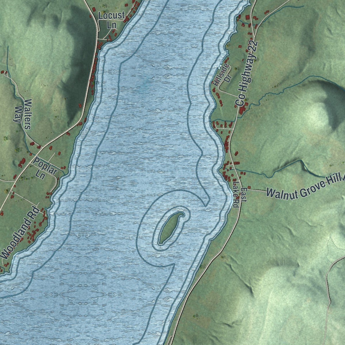 Close-up of the map of Richfield, New York print showing street and building detail