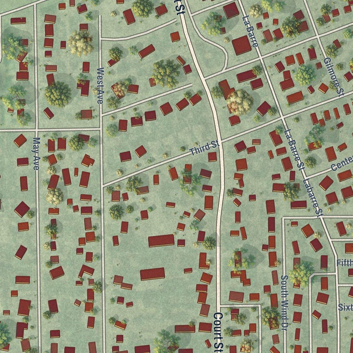 Close-up of the map of Gibbon, Nebraska print showing street and building detail