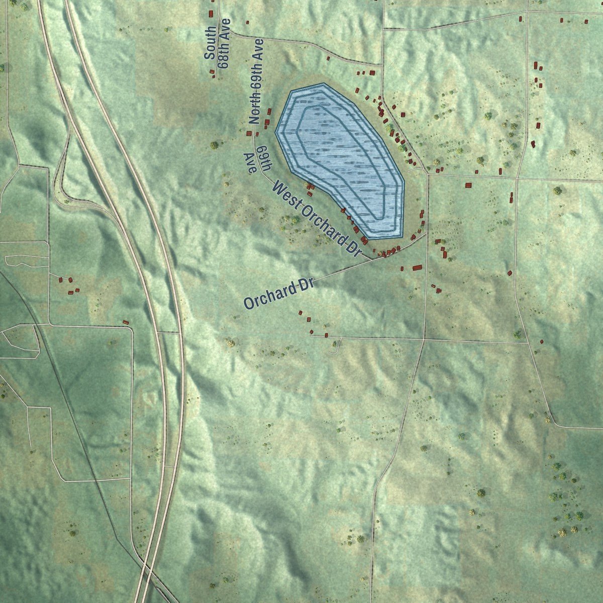 Close-up of the map of Hart, Oceana County, Michigan print showing street and building detail