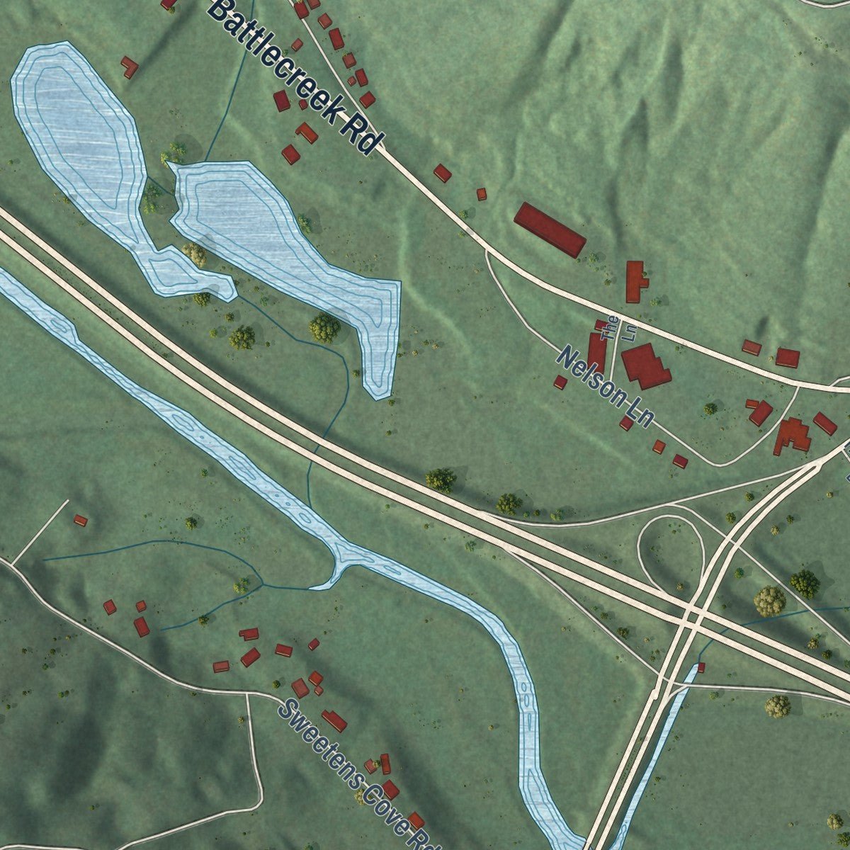 Close-up of the map of Kimball, Tennessee print showing street and building detail
