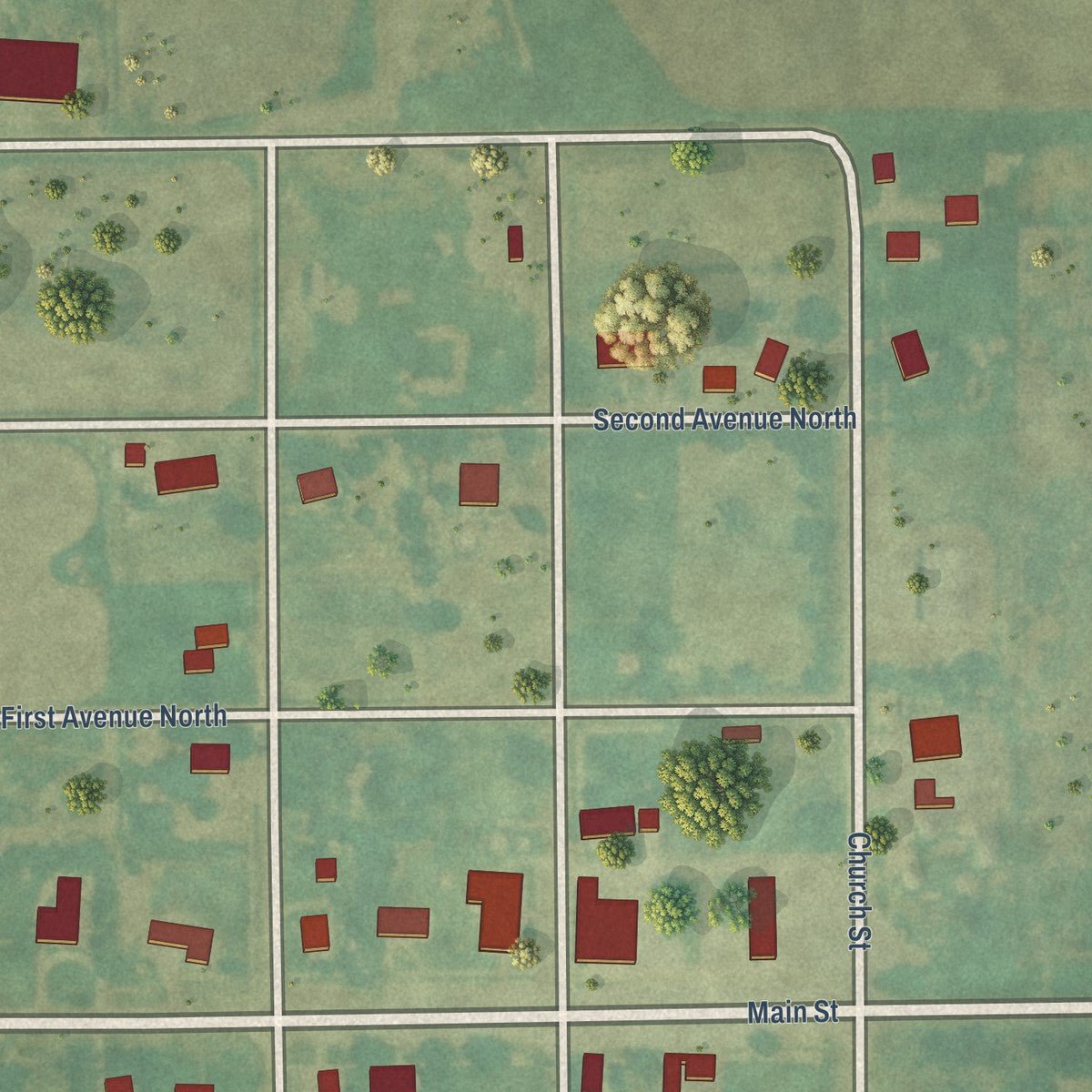 Close-up of the map of Hazelton, Kansas print showing street and building detail