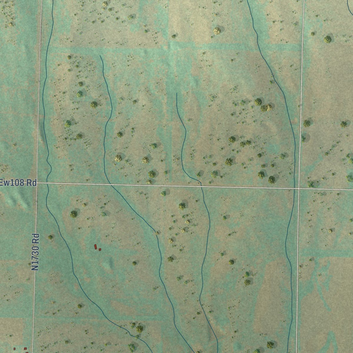 Close-up of the map of Sweetwater, Oklahoma print showing street and building detail