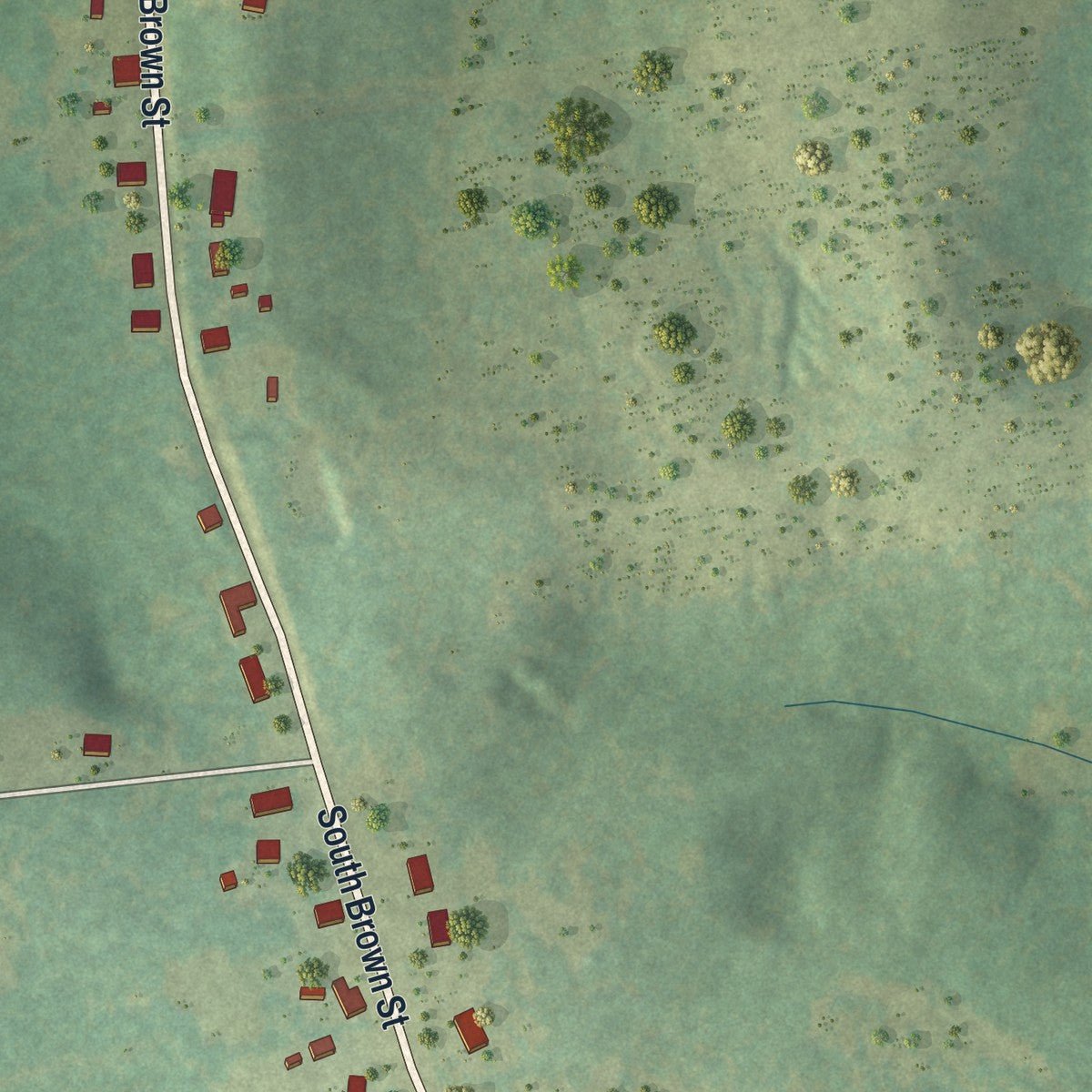 Close-up of the map of Oconee, Georgia print showing street and building detail