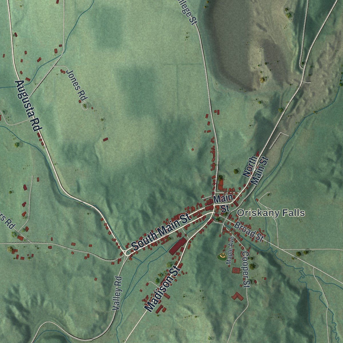 Close-up of the map of Augusta, New York print showing street and building detail