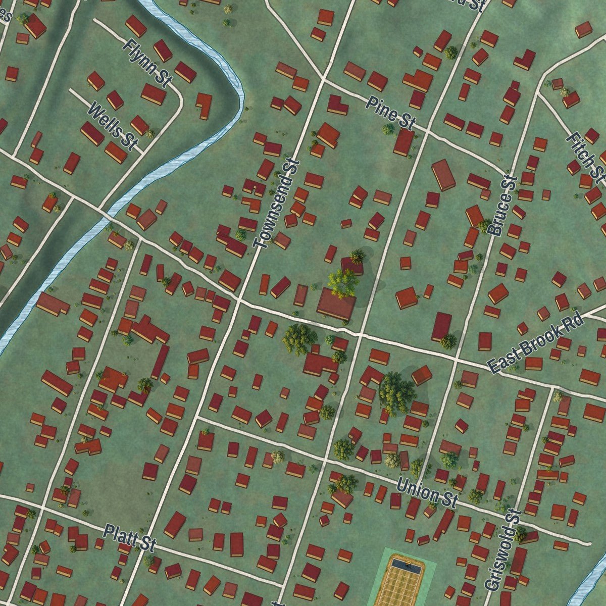 Close-up of the map of the Village of Walton, New York print showing street and building detail