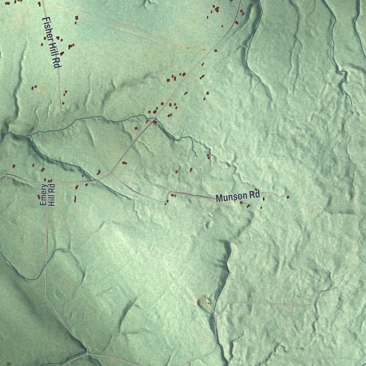 Close-up of the map of Poland, New York print showing street and building detail