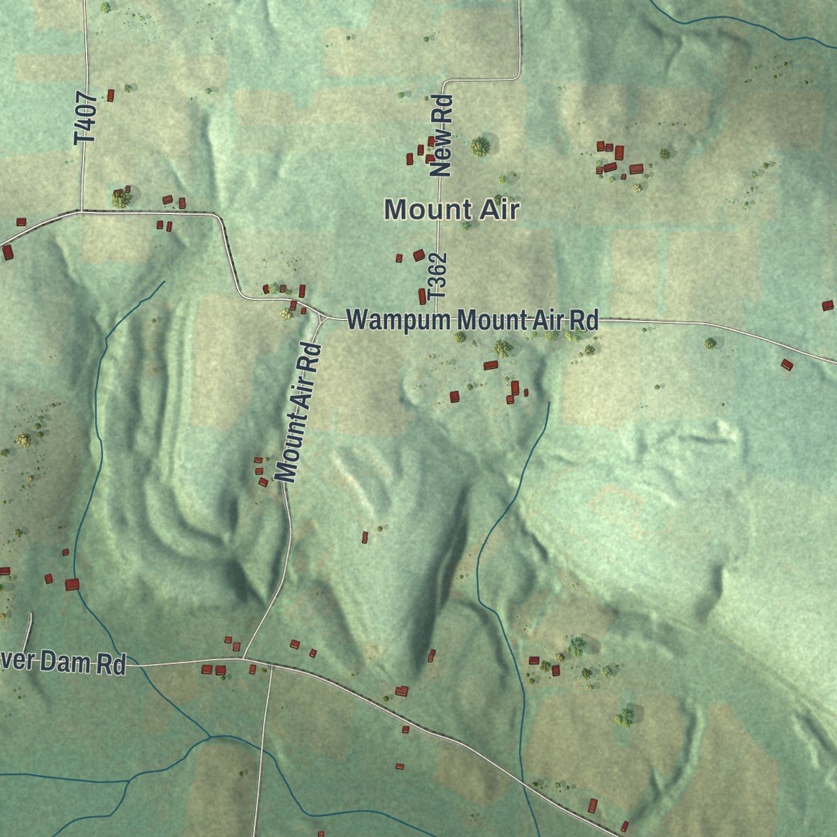 Close-up of the map of Little Beaver, Pennsylvania print showing street and building detail