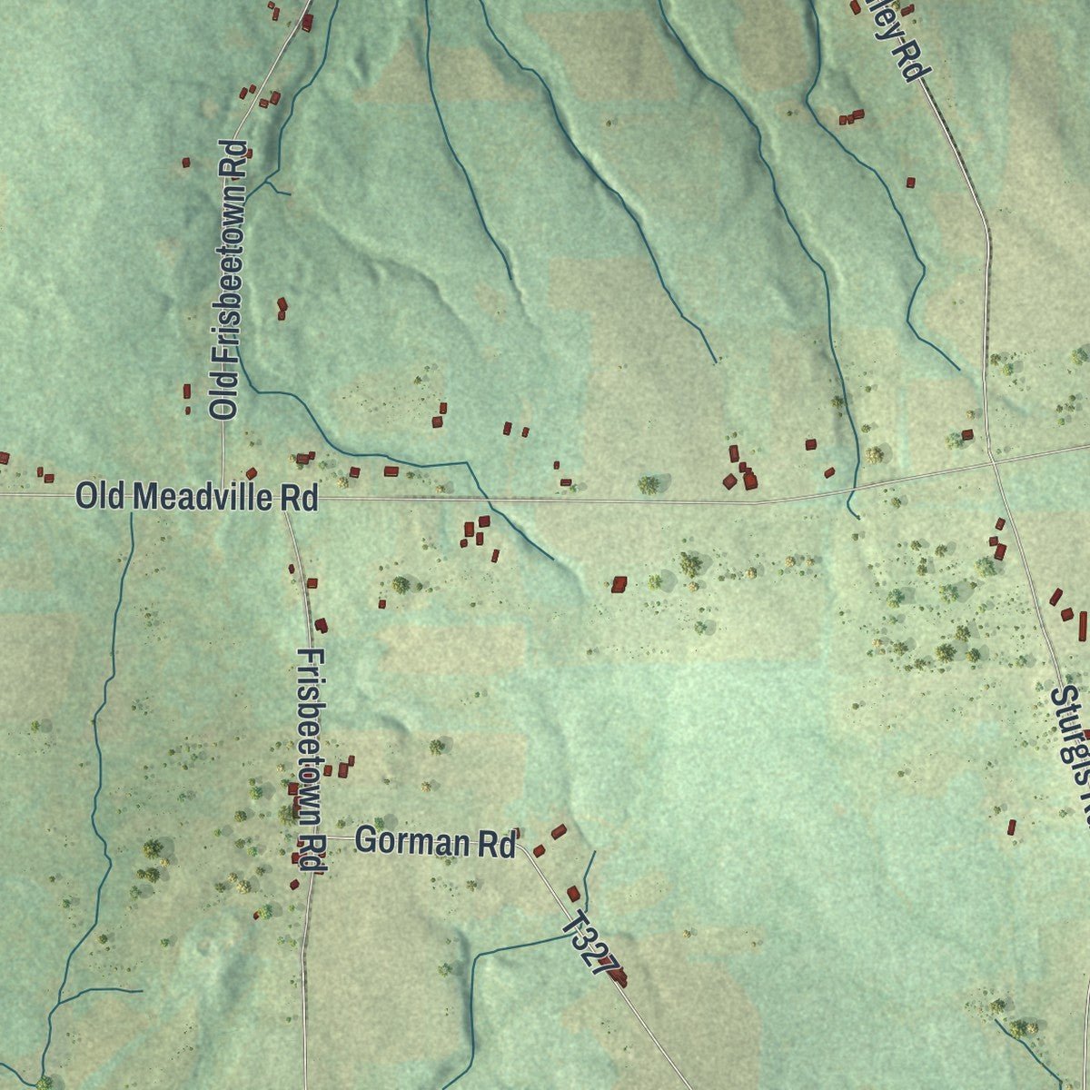 Close-up of the map of LeBoeuf, Pennsylvania print showing street and building detail