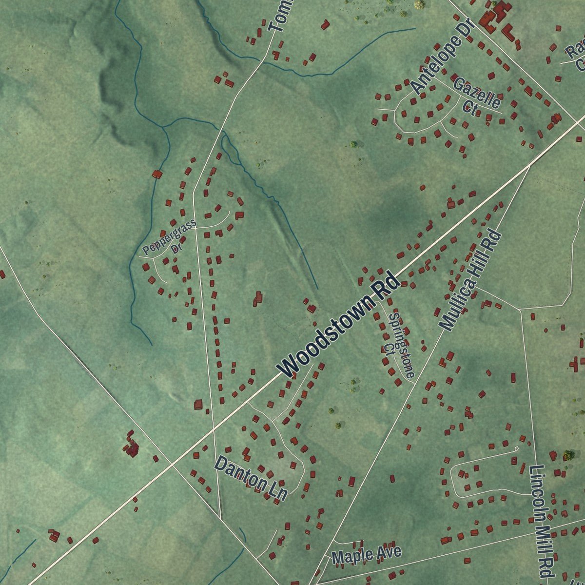 Close-up of the map of South Harrison, New Jersey print showing street and building detail