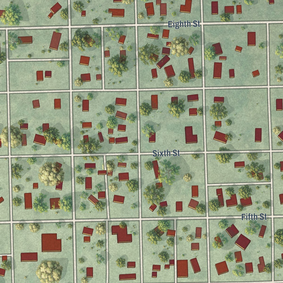Close-up of the map of Edgar, Nebraska print showing street and building detail
