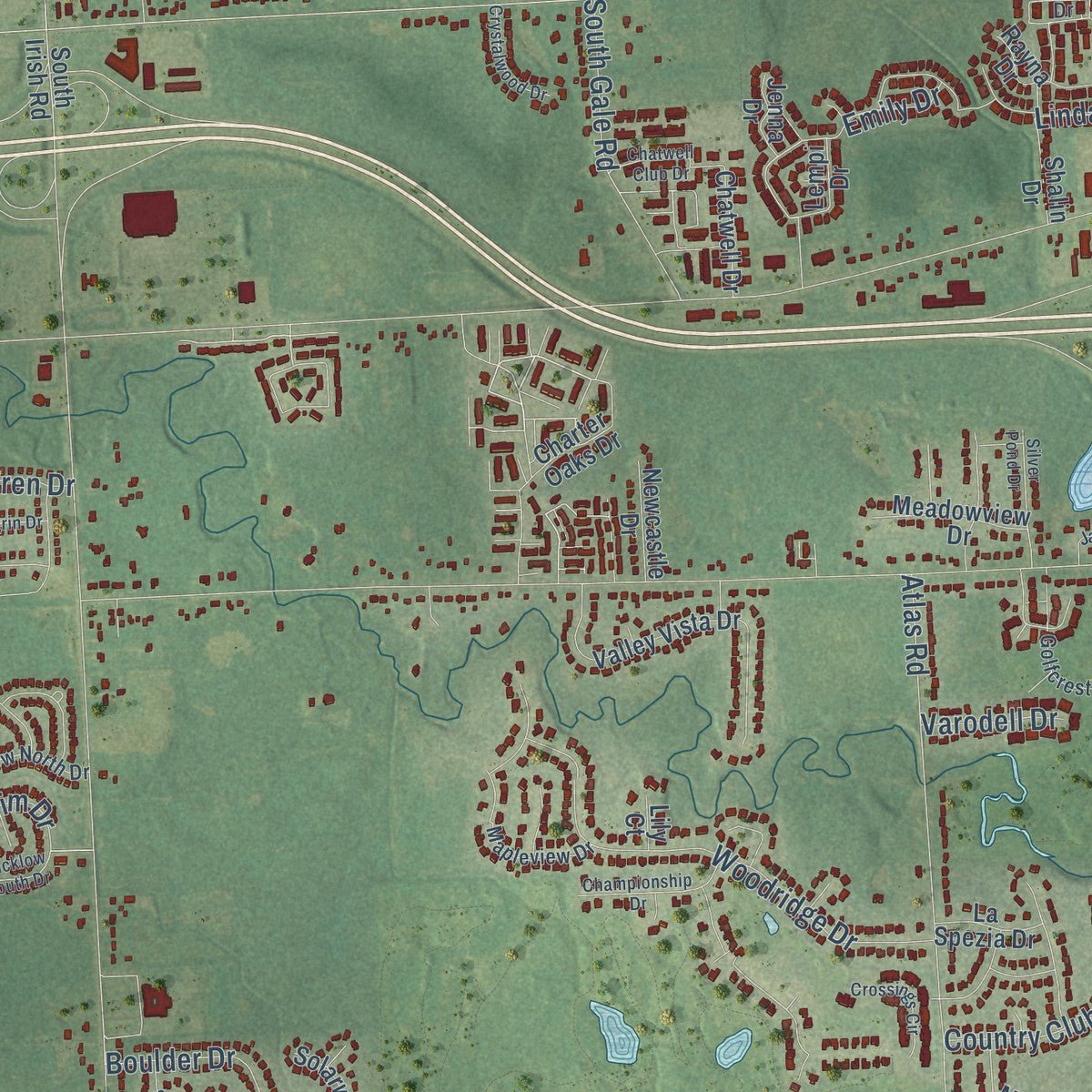 Close-up of the map of Davison, Genesee County, Michigan print showing street and building detail
