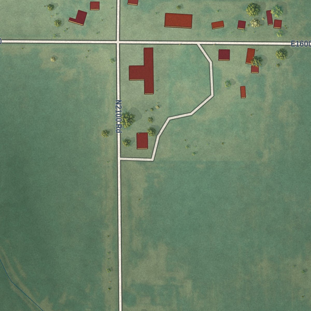 Close-up of the map of Friendship, Oklahoma print showing street and building detail