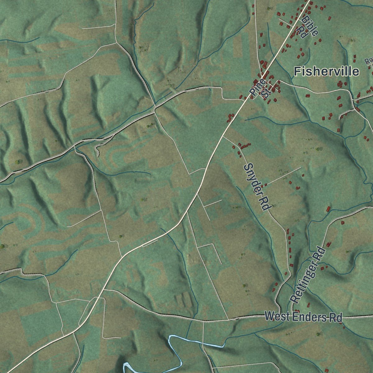 Close-up of the map of Jackson, Dauphin County, Pennsylvania print showing street and building detail