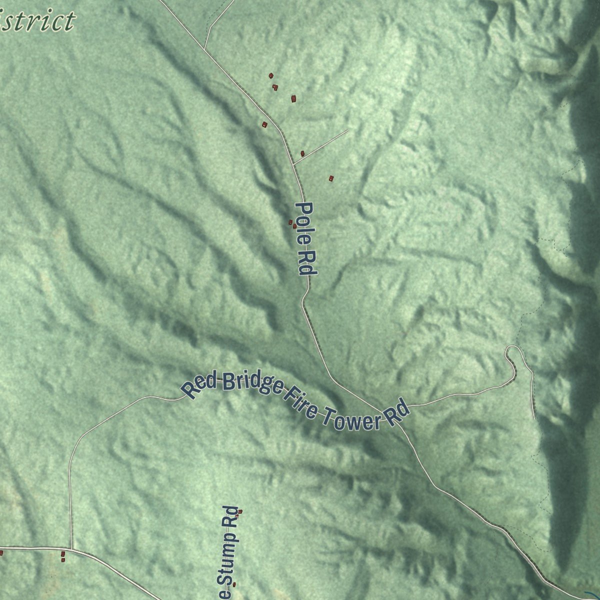 Close-up of the map of Dickson, Michigan print showing street and building detail