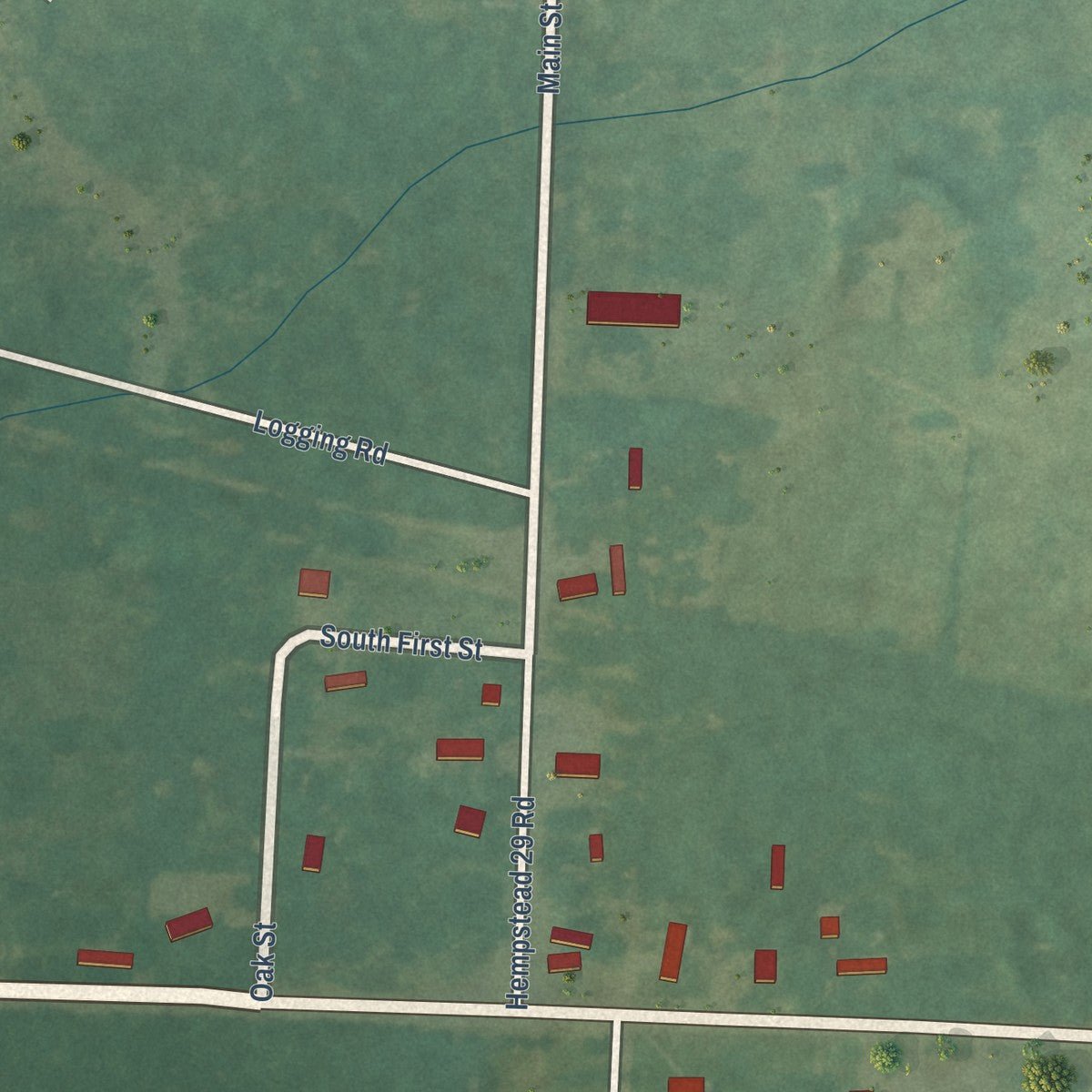 Close-up of the map of McCaskill, Arkansas print showing street and building detail