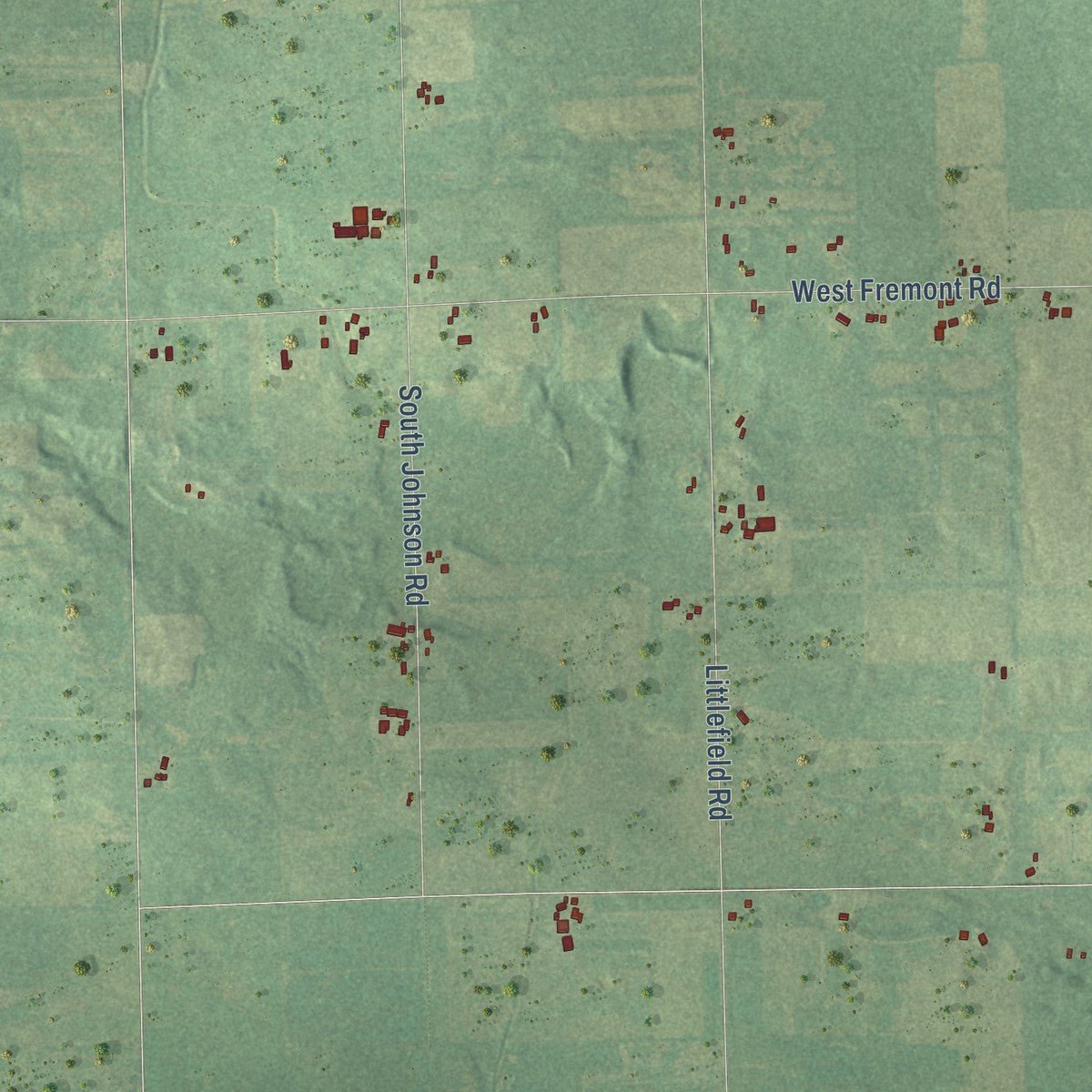 Close-up of the map of Fremont, Isabella County, Michigan print showing street and building detail