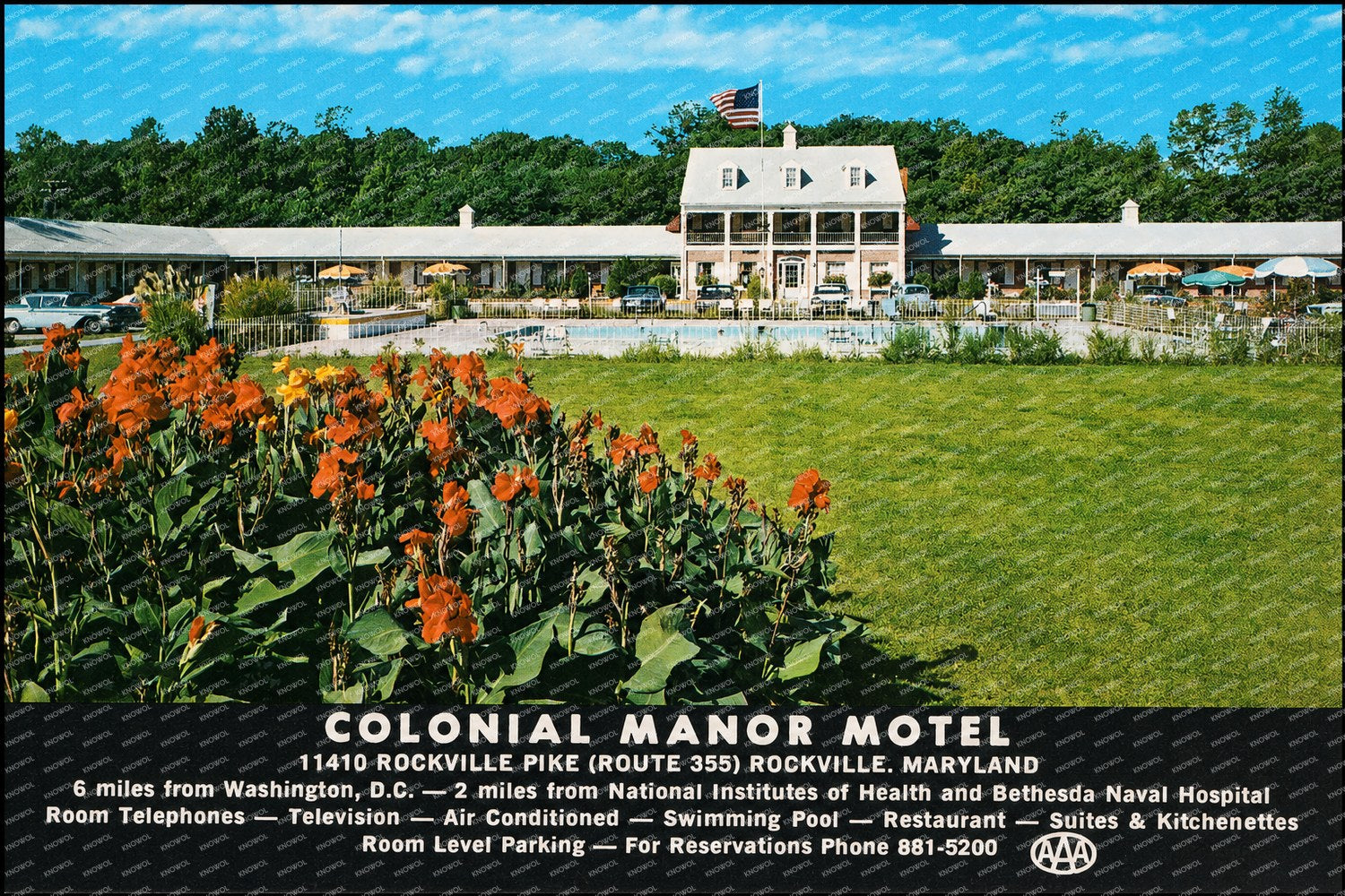 Colonial Manor Motel, 11410 Rockville Pike (Route 355) Rockville, Maryland — Vintage Maryland Postcard