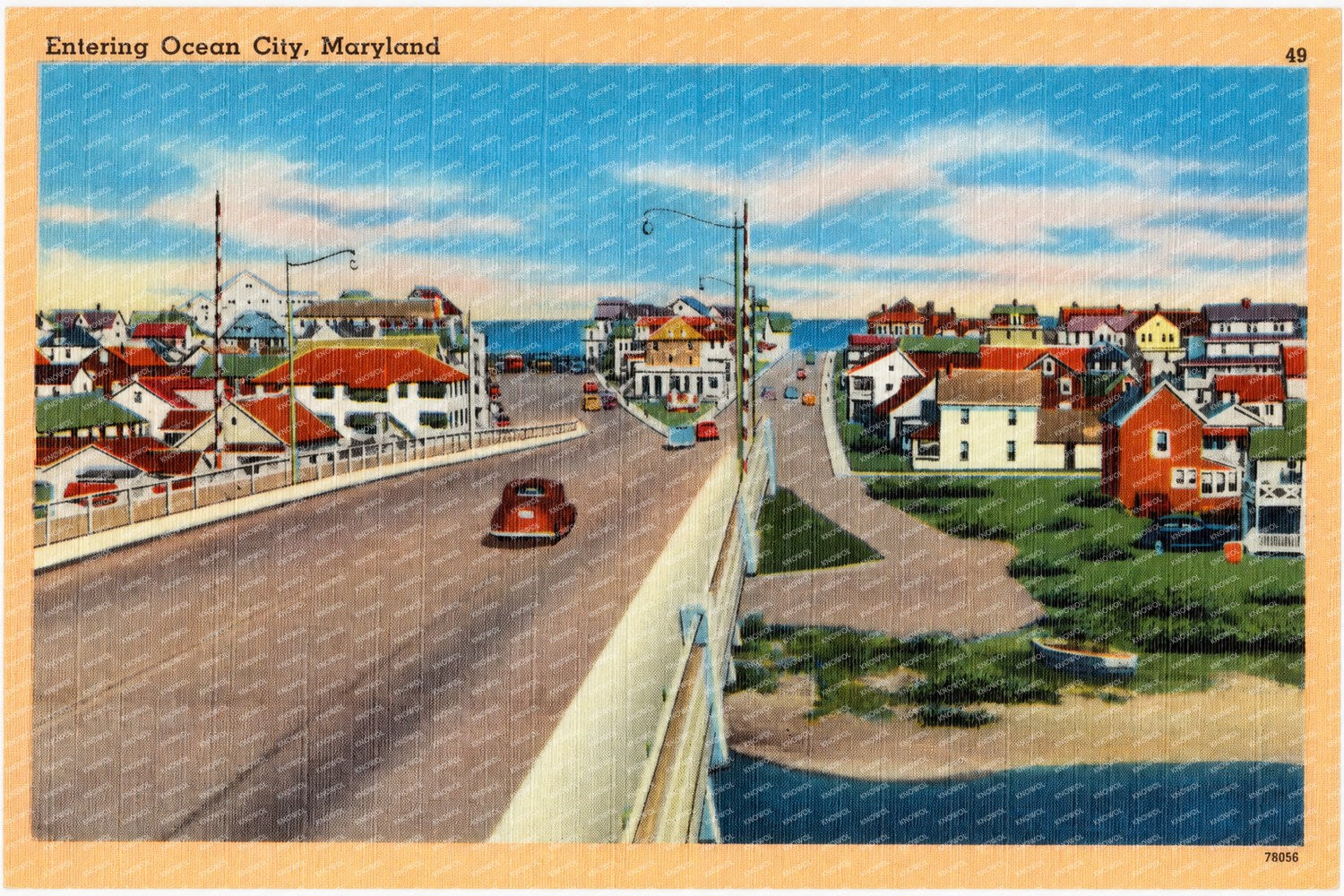 Entering Ocean City, Maryland — Vintage Maryland Postcard