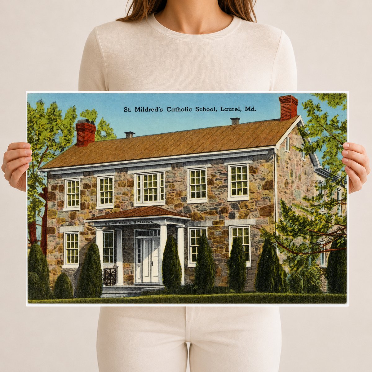 St. Mildred's Catholic School, Laurel, MD — Vintage Maryland Postcard