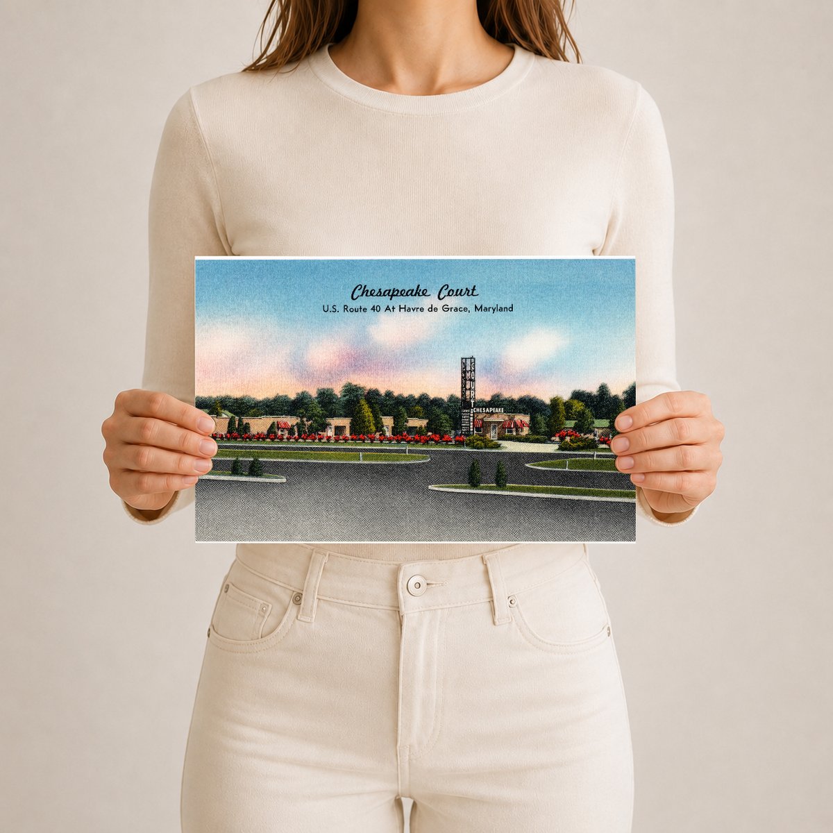 Chesapeake Court, U. S. Route 40 at Havre de Grace, Maryland — Vintage Maryland Postcard