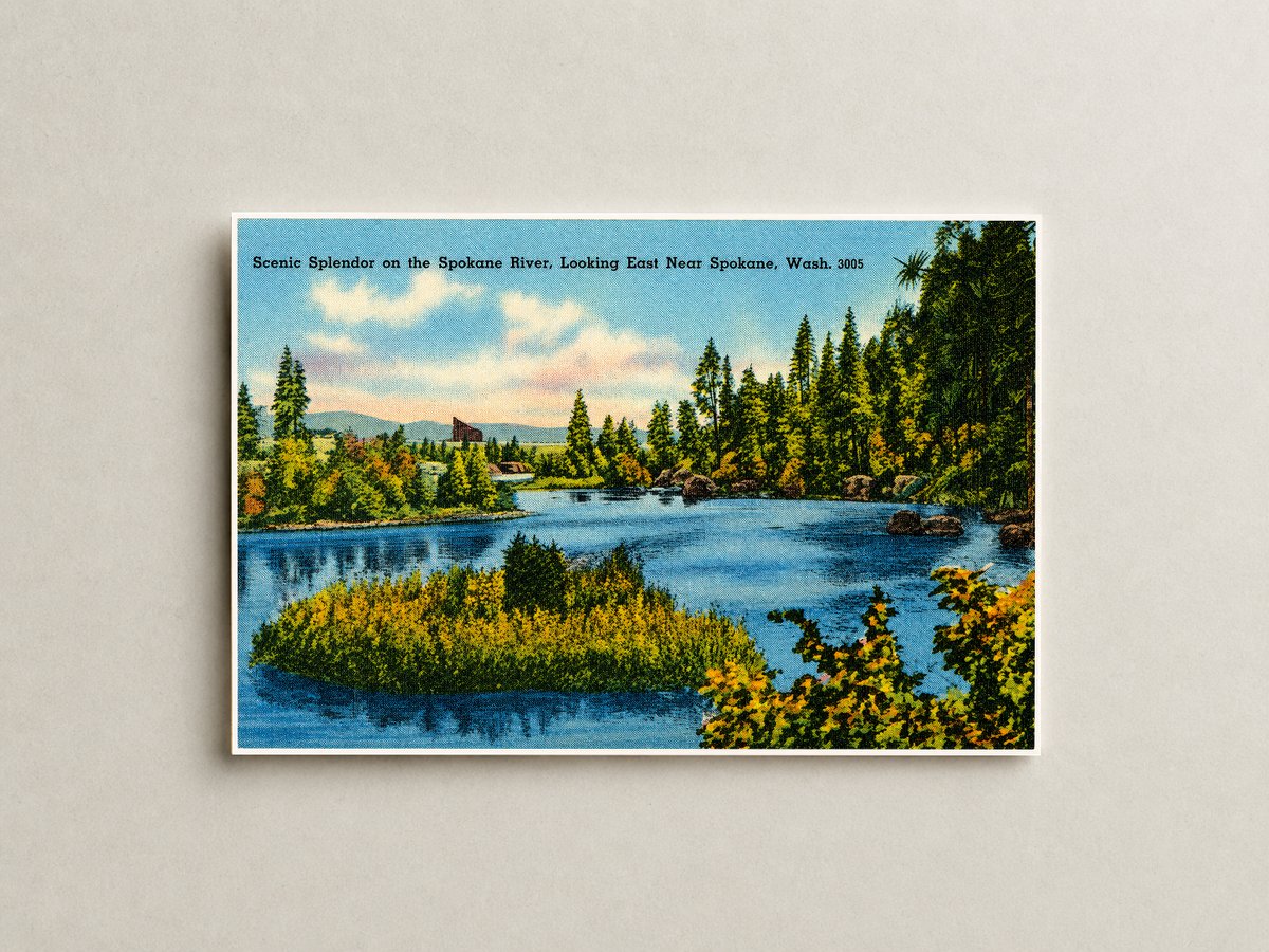 Spokane, WA: Scenic splendor on the Spokane River, looking east near Spokane