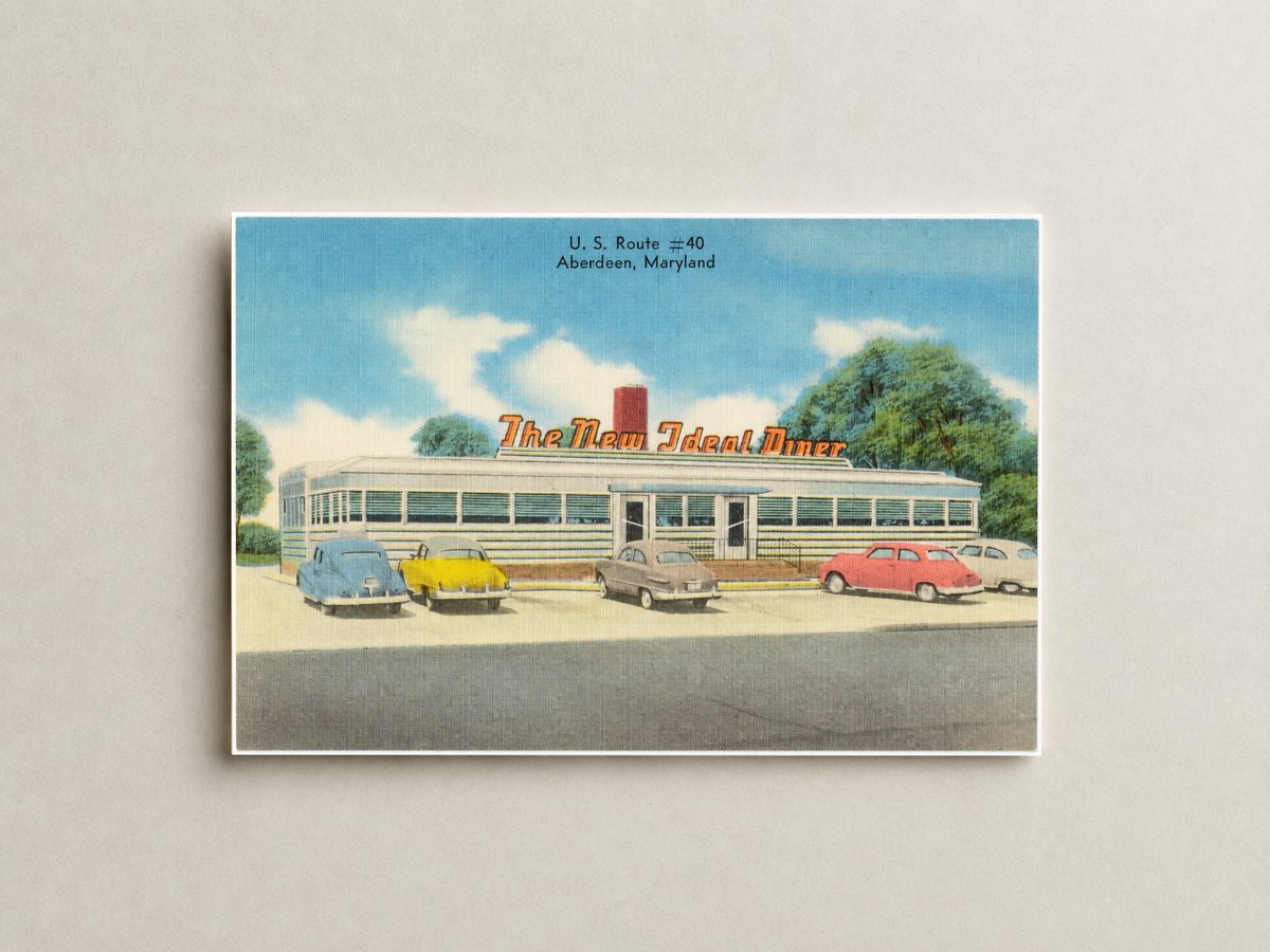 The New Ideal Diner, U. S. Route #40, Aberdeen, Maryland — Vintage Maryland Postcard