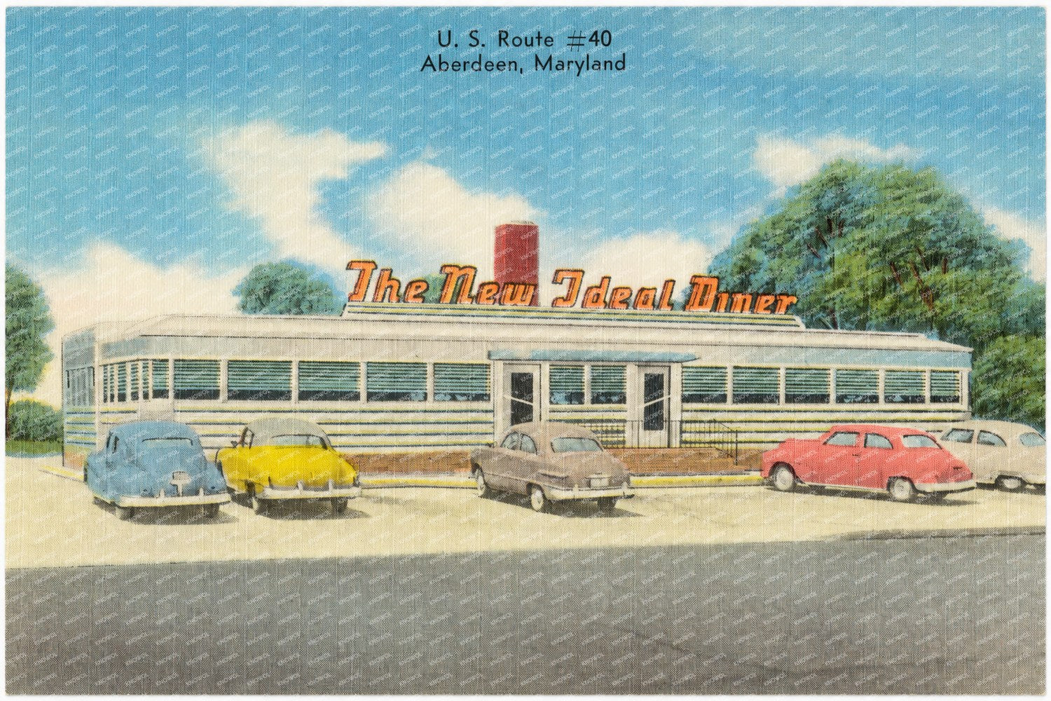 The New Ideal Diner, U. S. Route #40, Aberdeen, Maryland — Vintage Maryland Postcard