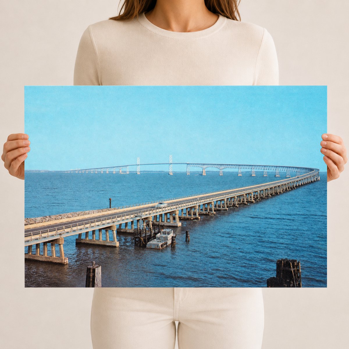 Chesapeake Bay Bridge — Vintage Maryland Postcard