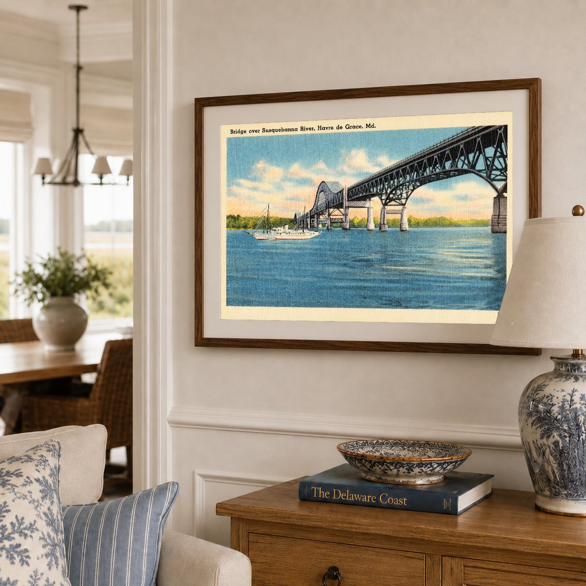 Bridge over Susquehanna River, Havre de Grace, MD — Vintage Maryland Postcard
