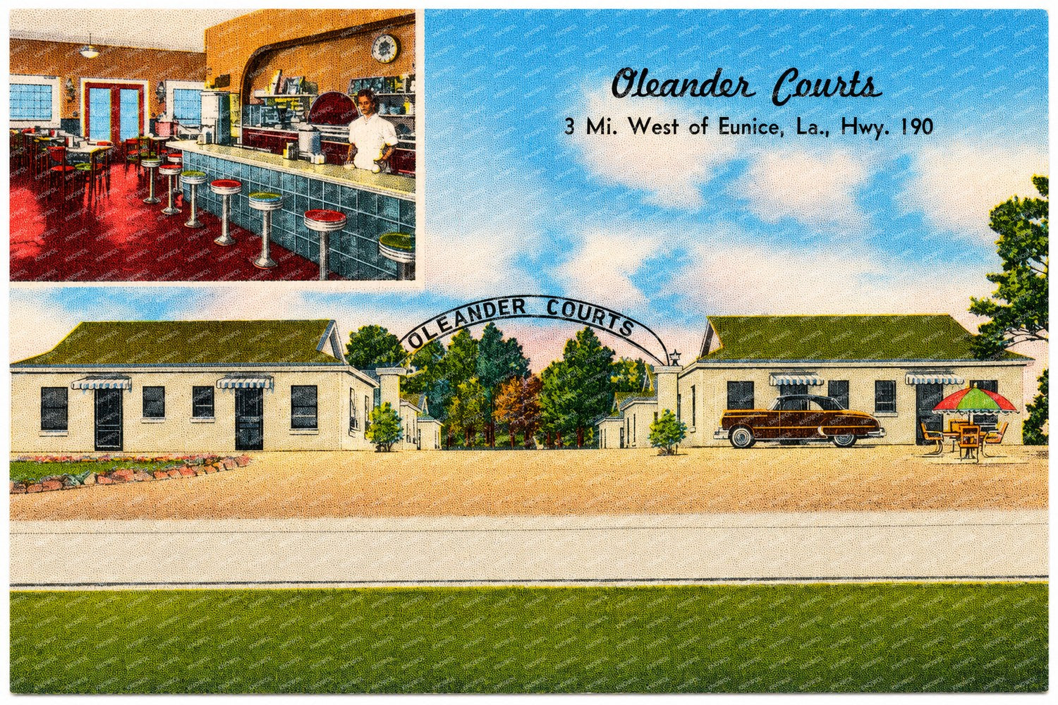 Eunice, LA: Oleander Courts, 3 mi. west of Eunice, La., Hwy. 190
