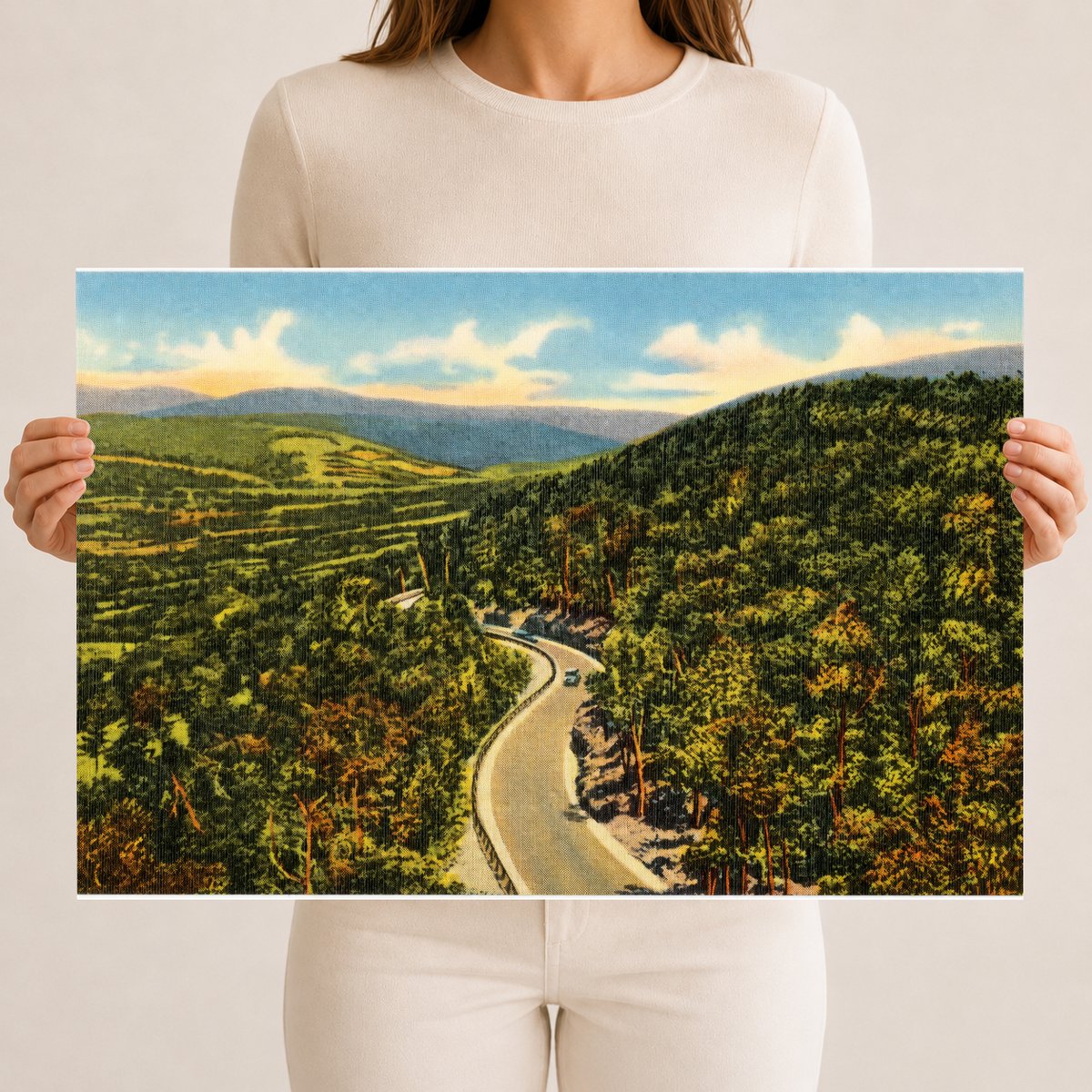 Road winding through mountains — Vintage Maryland Postcard