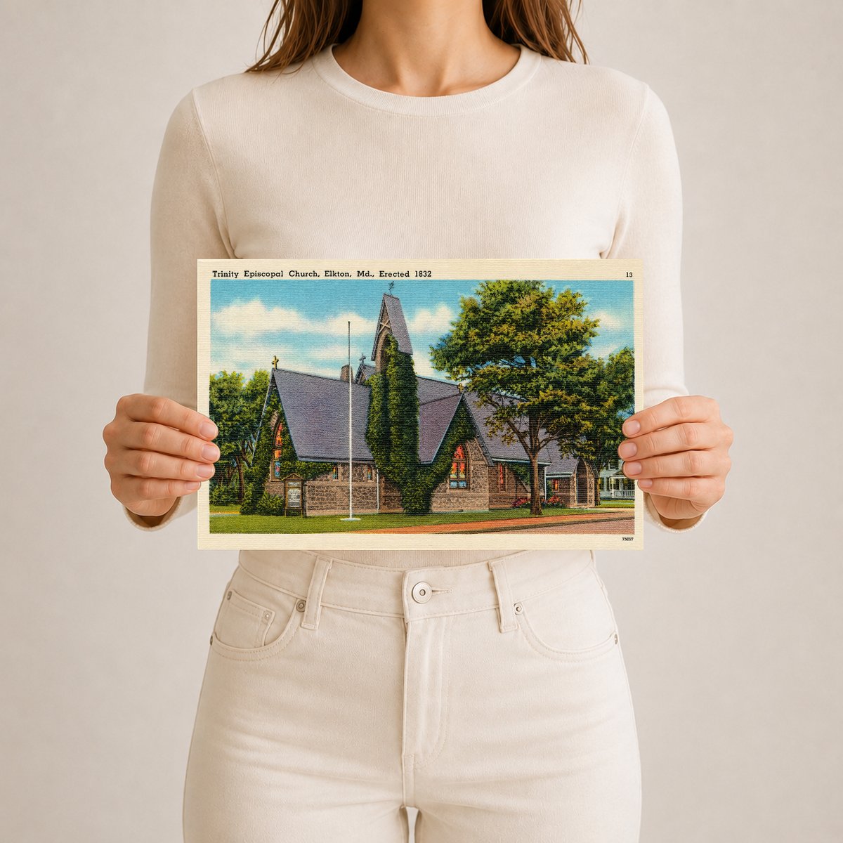 Trinity Episcopal Church, Elkton, MD, Erected 1832 — Vintage Maryland Postcard