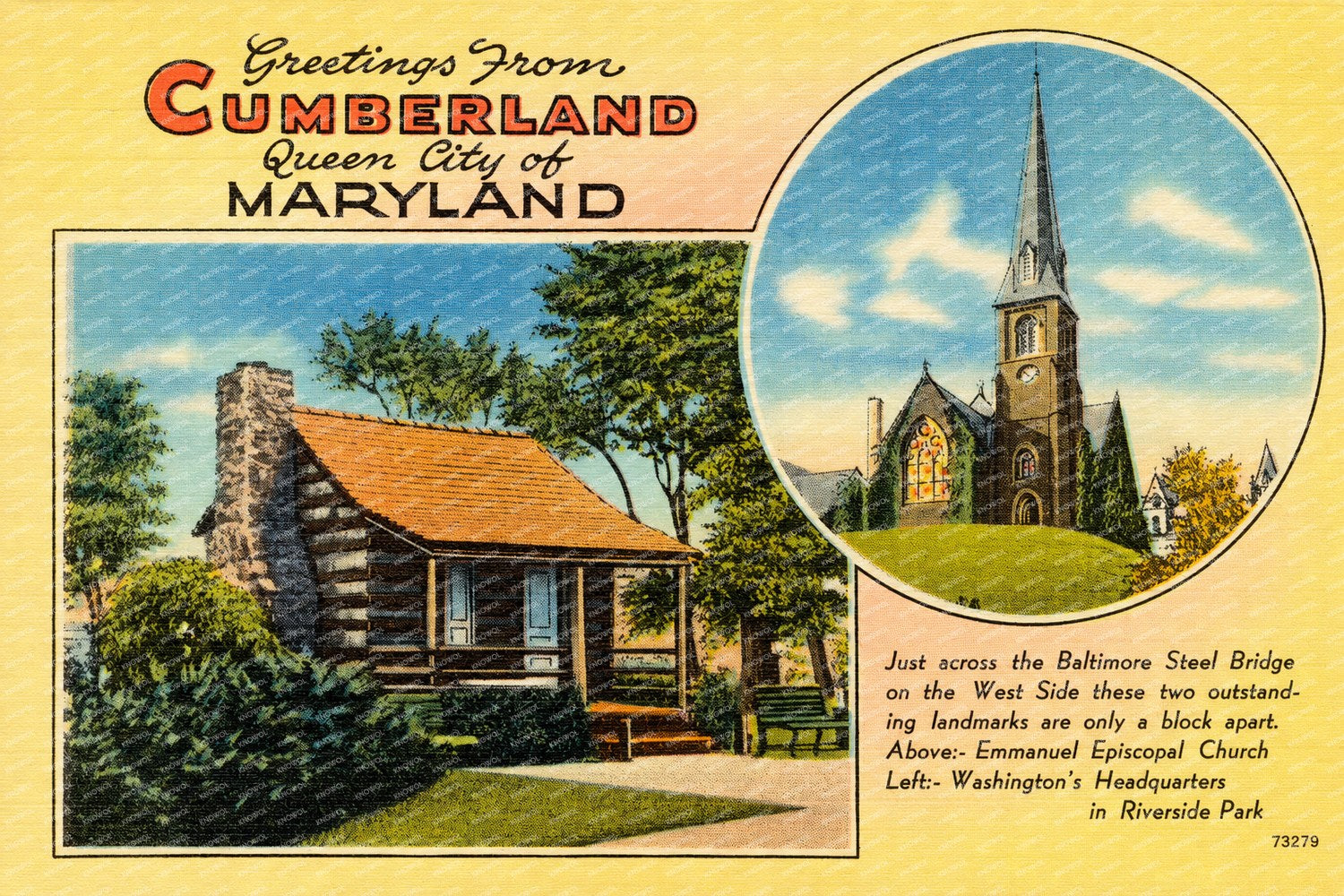 Greetings from Cumberland, Queen City of Maryland — Vintage Maryland Postcard