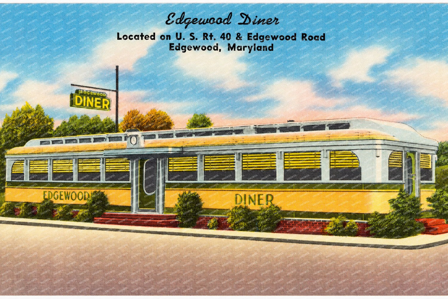 Edgewood Diner, located on U. S. Rt. 40 & Edgewood Road, Edgewood, Maryland — Vintage Maryland Postcard