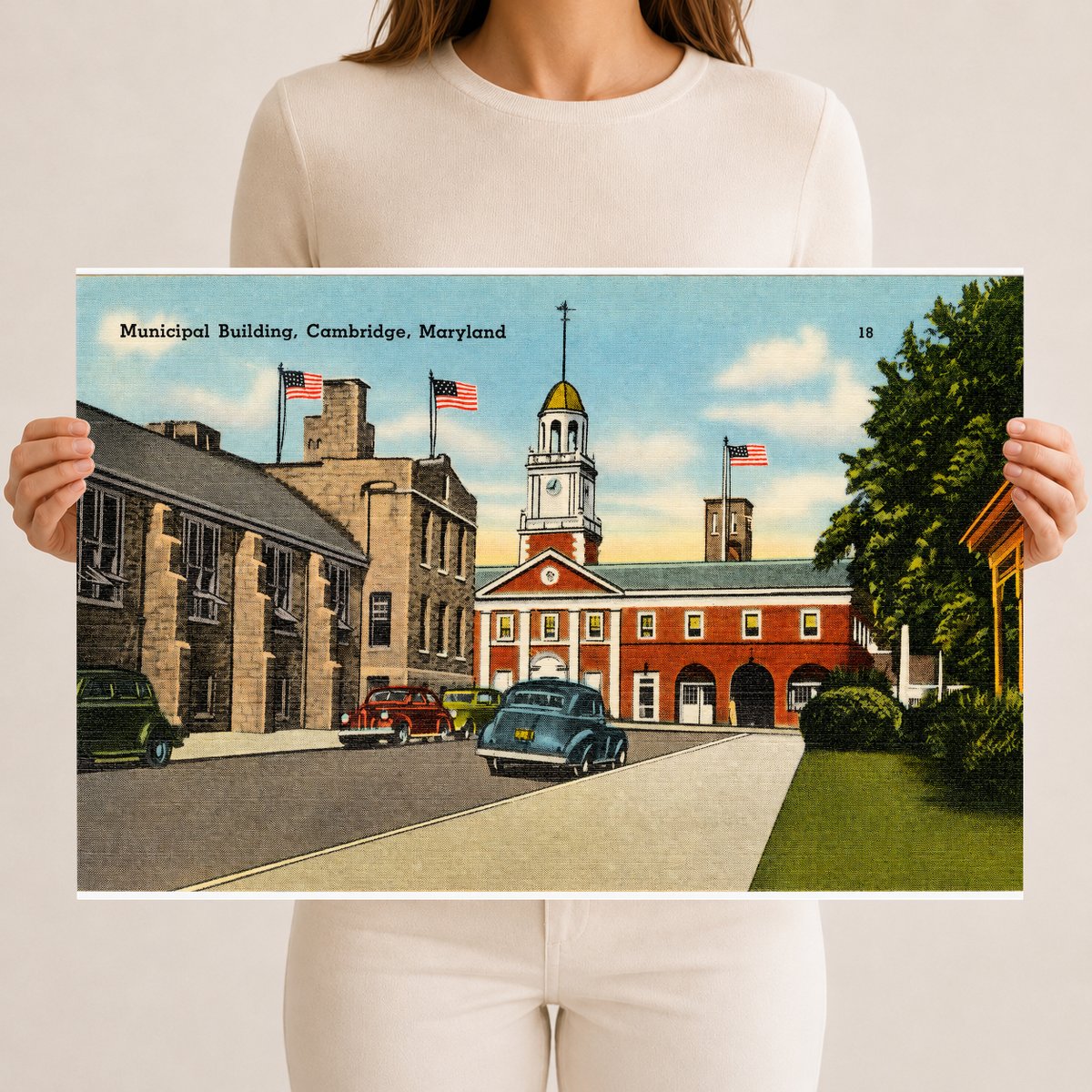 Municipal building, Cambridge, Maryland — Vintage Maryland Postcard