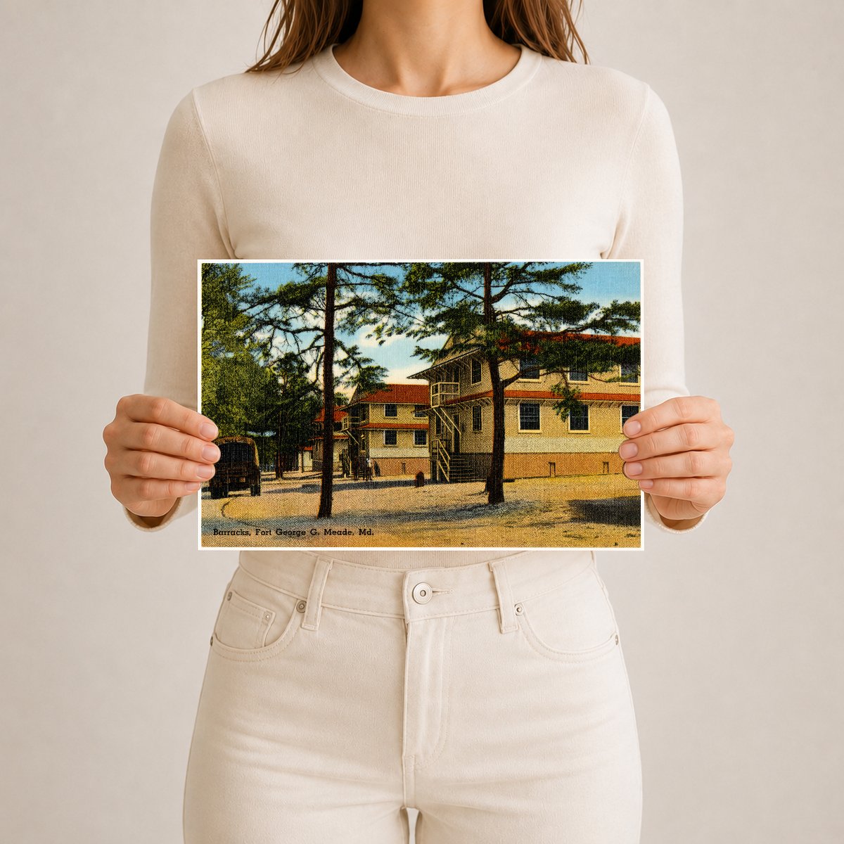 Barracks, Fort George G. Meade, MD — Vintage Maryland Postcard