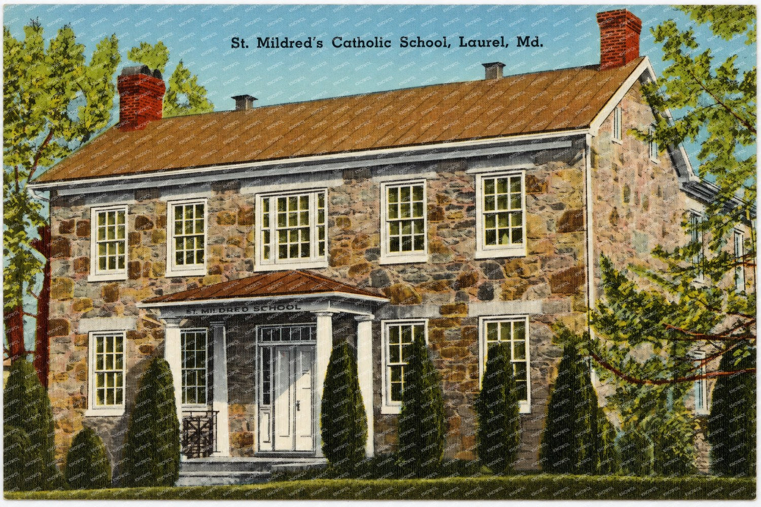 St. Mildred's Catholic School, Laurel, MD — Vintage Maryland Postcard