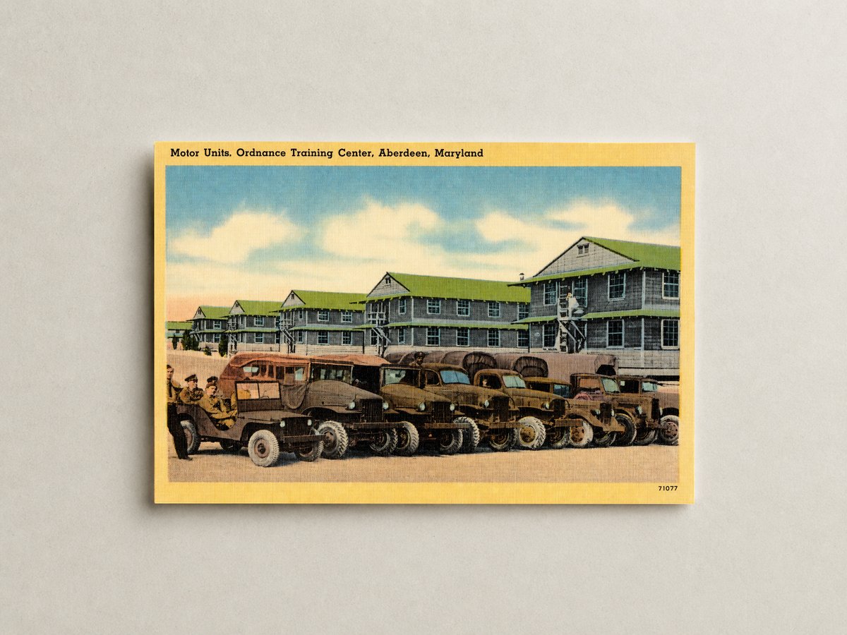 Motor units, Ordnance Training Center,Aberdeen, Maryland — Vintage Maryland Postcard