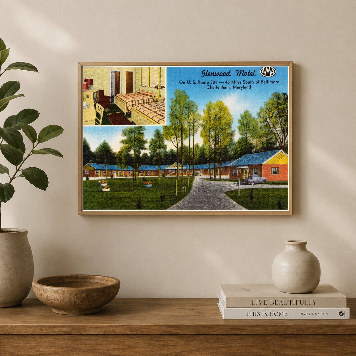 Glenwood Motel on U. S. Route 301 -- 45 Miles South of Baltimore, Cheltenham, Maryland — Vintage Maryland Postcard