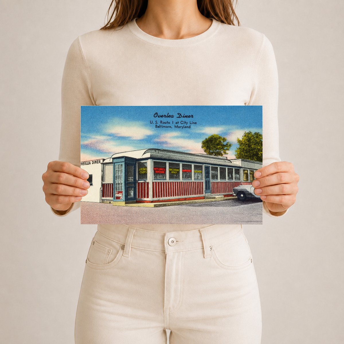 Overlea Diner, U. S. Route 1 at city line, Baltimore, Maryland — Vintage Maryland Postcard
